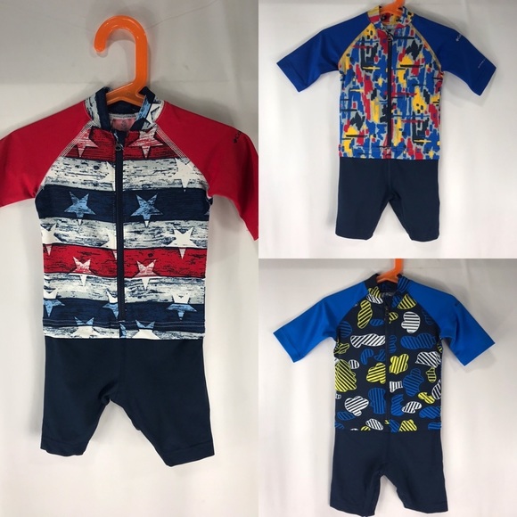 New Columbia Boys 4T Sunguard One Piece Swim Suit Lot